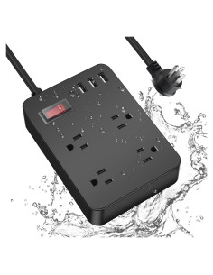 Regleta de Poder JGSTKCITY 120V a Prueba de Agua 4 Salidas 3 USB
