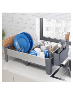 Escurridor de Platos Expandible Urackify Acero Inoxidable Gris