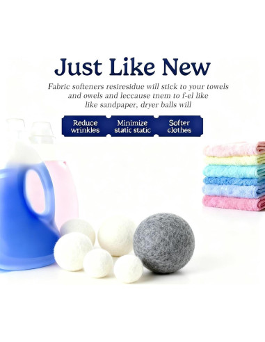 Bolas de Secado de Lana Genérico 6 Unidades 6 cm Reutilizables