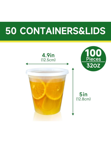 Set de 50 Contenedores Deli 950 ml Dealusy A Prueba de Fugas