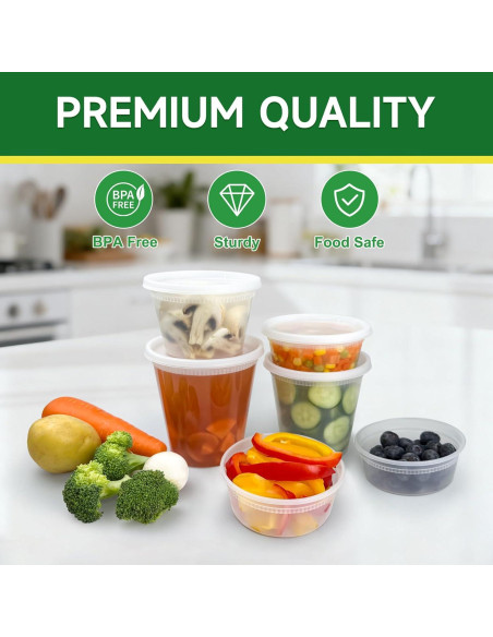 Set de 50 Contenedores Deli 950 ml Dealusy A Prueba de Fugas