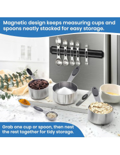 Juego de Tazas y Cucharas Medidoras KYPAX Acero Inoxidable 14 Piezas 2
