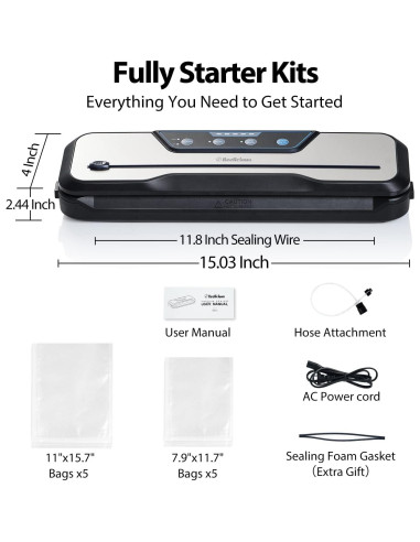 Máquina de Sellado al Vacío Beelicious 8-en-1 Acero Inoxidable