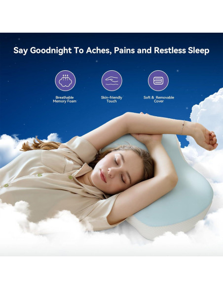 Almohada Cervical Ergonomica SUBCULTUREPICK Azul 59.7x34.3cm