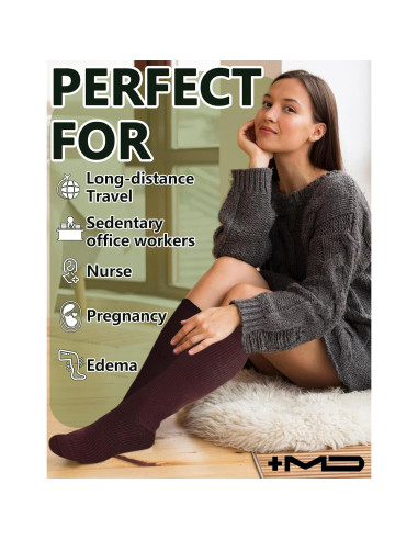 Calcetines de Compresión +MD para Mujeres y Hombres 3 Pares 15-20mmHg