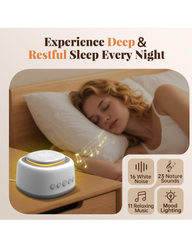 Máquina de Sonido Coyeku con 50 Sonidos Relajantes y Luz Nocturna