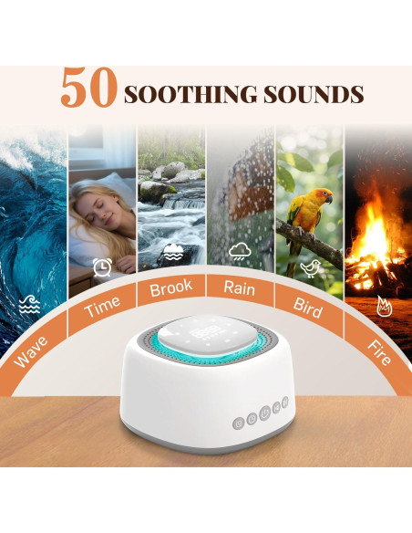Máquina de Sonido Coyeku con 50 Sonidos Relajantes y Luz Nocturna