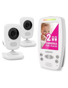 Monitor de Bebé de Video Axvuee K882 con 2 Cámaras y 18h Batería