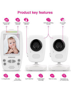 Monitor de Bebé de Video Axvuee K882 con 2 Cámaras y 18h Batería 2