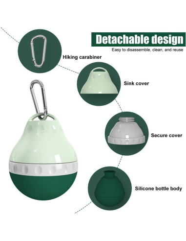 Botella de Agua para Perros DONGKER 200ml Plegable Verde