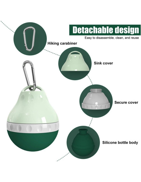 Botella de Agua para Perros DONGKER 200ml Plegable Verde