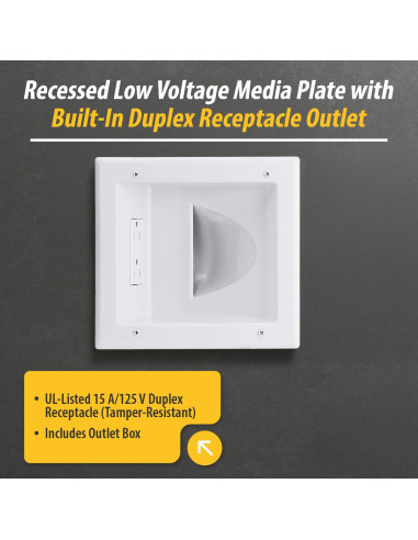 Placa de Pared DataComm 45-0031-WH con Doble Receptáculo