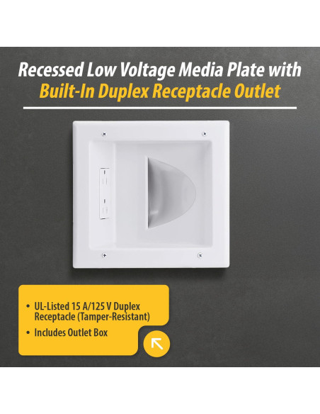 Placa de Pared DataComm 45-0031-WH con Doble Receptáculo