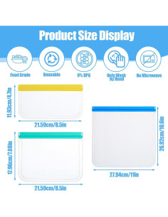 Paquete de 32 Bolsas Reutilizables de Silicona - 3 Tamaños 2