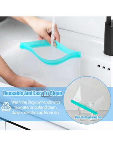 Paquete de 32 Bolsas Reutilizables de Silicona - 3 Tamaños