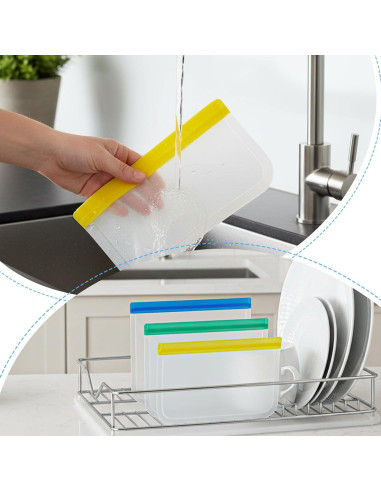 Paquete de 32 Bolsas Reutilizables de Silicona - 3 Tamaños