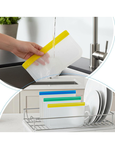 Paquete de 32 Bolsas Reutilizables de Silicona - 3 Tamaños