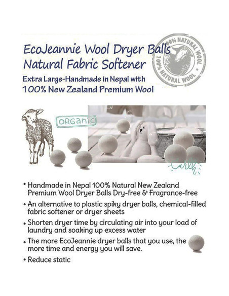 Bolas de Secadora de Lana EcoJeannie - 4 Pack XL Ecológicas