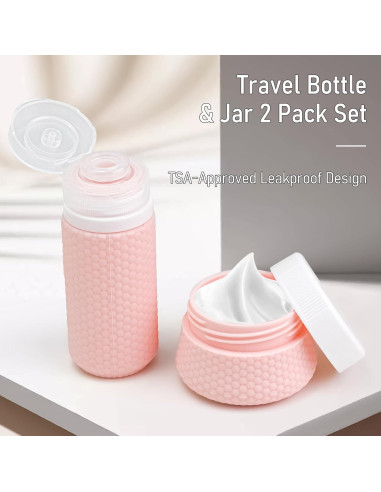 Kit de Botellas de Viaje Mabnuby 60ml y 40ml Rosa Silicona