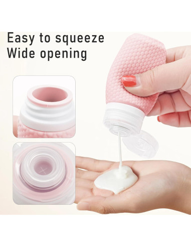 Kit de Botellas de Viaje Mabnuby 60ml y 40ml Rosa Silicona