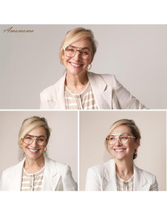 Gafas de Lectura AMOMOMA Retro Aviador Anti-Luz Azul 0.0x 2