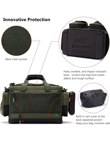 Bolsa de Hombro para Pesca BASSDASH Resistente al Agua Mediana