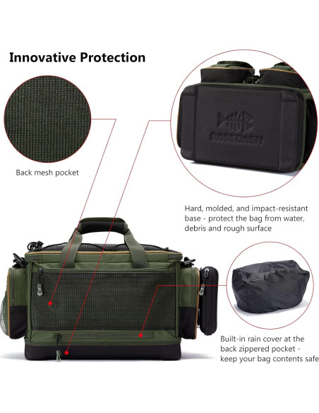 Bolsa de Hombro para Pesca BASSDASH Resistente al Agua Mediana