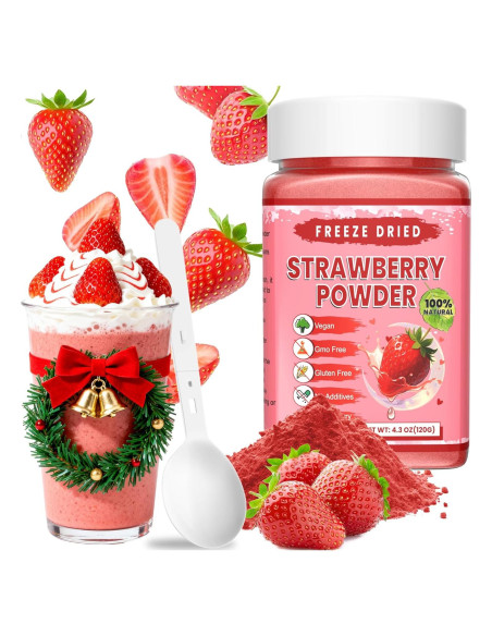 Polvo de Fresa Liofilizado Kiigfood 120g - Vegano y Sin Gluten