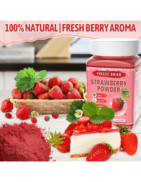 Polvo de Fresa Liofilizado Kiigfood 120g - Vegano y Sin Gluten