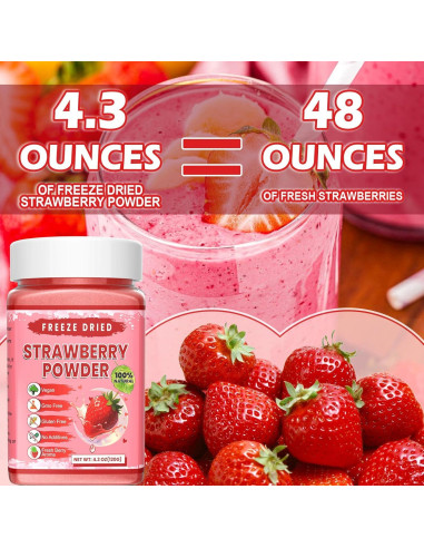 Polvo de Fresa Liofilizado Kiigfood 120g - Vegano y Sin Gluten