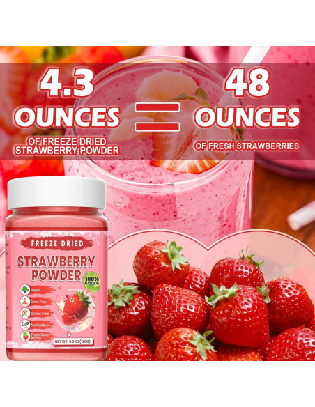 Polvo de Fresa Liofilizado Kiigfood 120g - Vegano y Sin Gluten