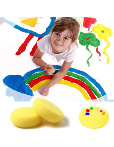 4 Pcs Esponjas Redondas para Pintura WAFJAMF 7.5 cm Amarillas