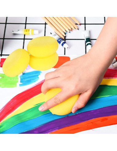 4 Pcs Esponjas Redondas para Pintura WAFJAMF 7.5 cm Amarillas