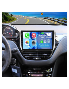 Radio Doble Din Android 15 Slakerbe 10" GPS Bluetooth para Peugeot 208/2008