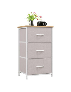 Cómoda Somdot Gris Ceniza con 3 Cajones para Almacenamiento