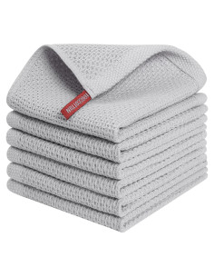 Kitinjoy Paños de Cocina 100% Algodón 6 Piezas 30x30 cm Gris
