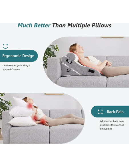 Juego de Almohadas en Cuña Longering 3 PCS 42 cm Alivio Dolor