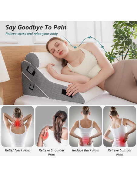 Juego de Almohadas en Cuña Longering 3 PCS 42 cm Alivio Dolor