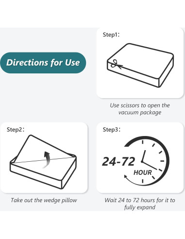 Juego de Almohadas en Cuña Longering 3 PCS 42 cm Alivio Dolor