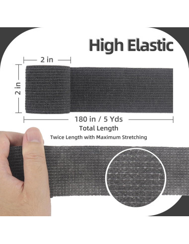 Venda Autoadhesiva Negra 2 Pulgadas IndigoCase - Paquete de 6 Rollos