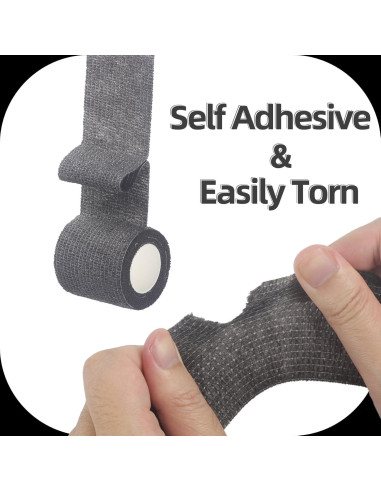 Venda Autoadhesiva Negra 2 Pulgadas IndigoCase - Paquete de 6 Rollos