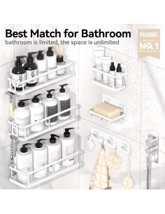 Caddy de Ducha YASONIC XL, 6 Piezas, Resistente al Óxido 2