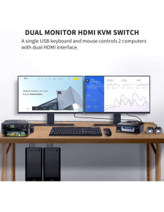 Conmutador KVM HDMI 4K Dual 2 Monitores Kinan DM6202 2