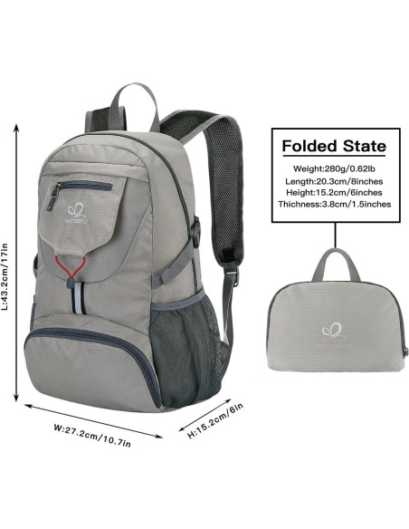 Mochila Plegable WATERFLY 20L Ultra Ligera para Viajes