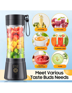 Mezclador Portátil YFIXQNSU 380ml Sin Cable Negro - Batidos 2