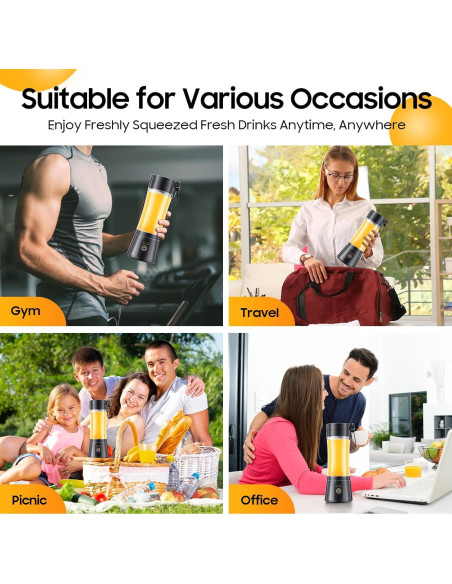 Mezclador Portátil YFIXQNSU 380ml Sin Cable Negro - Batidos