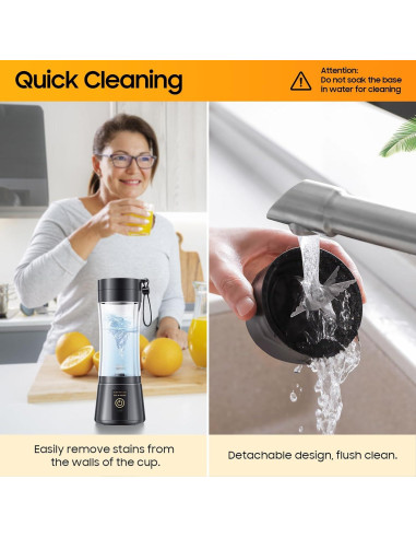Mezclador Portátil YFIXQNSU 380ml Sin Cable Negro - Batidos