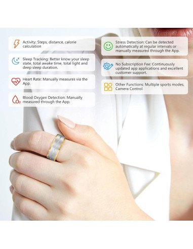 Anillo Inteligente Tulbeys US10 Plata y Oro, Monitor de Salud