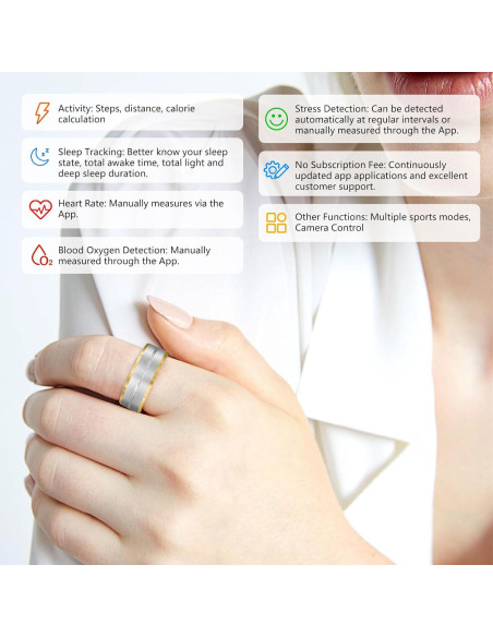 Anillo Inteligente Tulbeys US10 Plata y Oro, Monitor de Salud