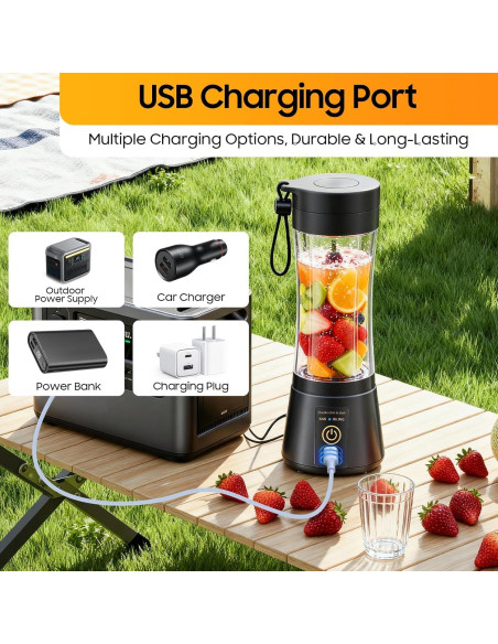 Mezclador Portátil YFIXQNSU 380ml Sin Cable Negro - Batidos